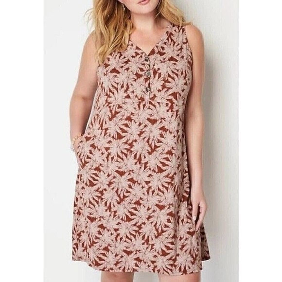 J Jill Seamed V-Neck Tank Dress M Knit Cotton Tencel Blend Pockets - Picture 1 of 7